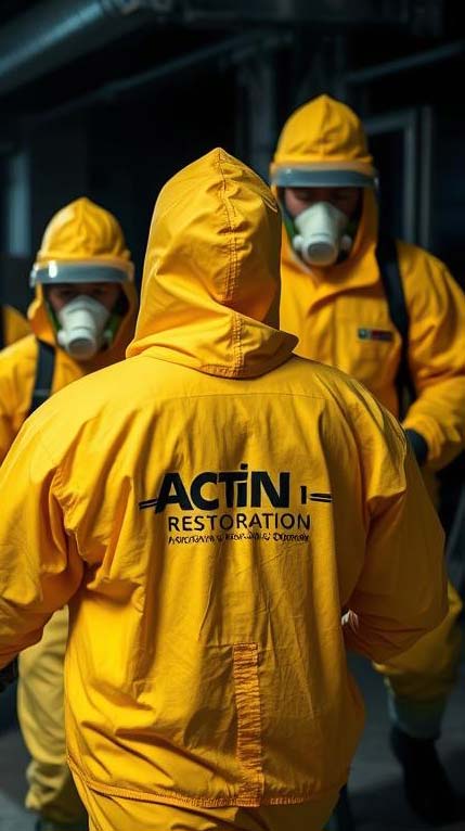 action 1 team wearing ppe hazmat suits