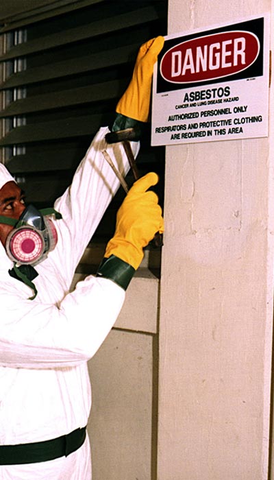 asbestos warning for biohazard cleanup