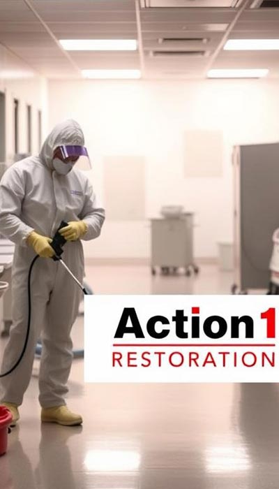 biohazard cleaning in ppe gear for sanitising