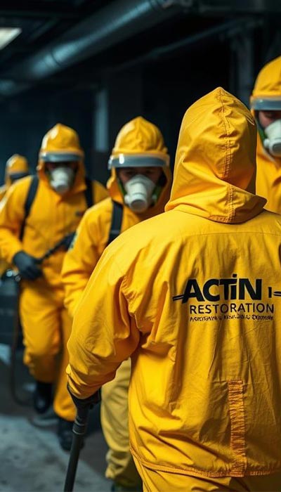 biohazard team in full ppe gear