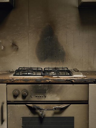 fire damage of a kitchen