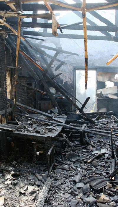 smoke and soot damage after a fire